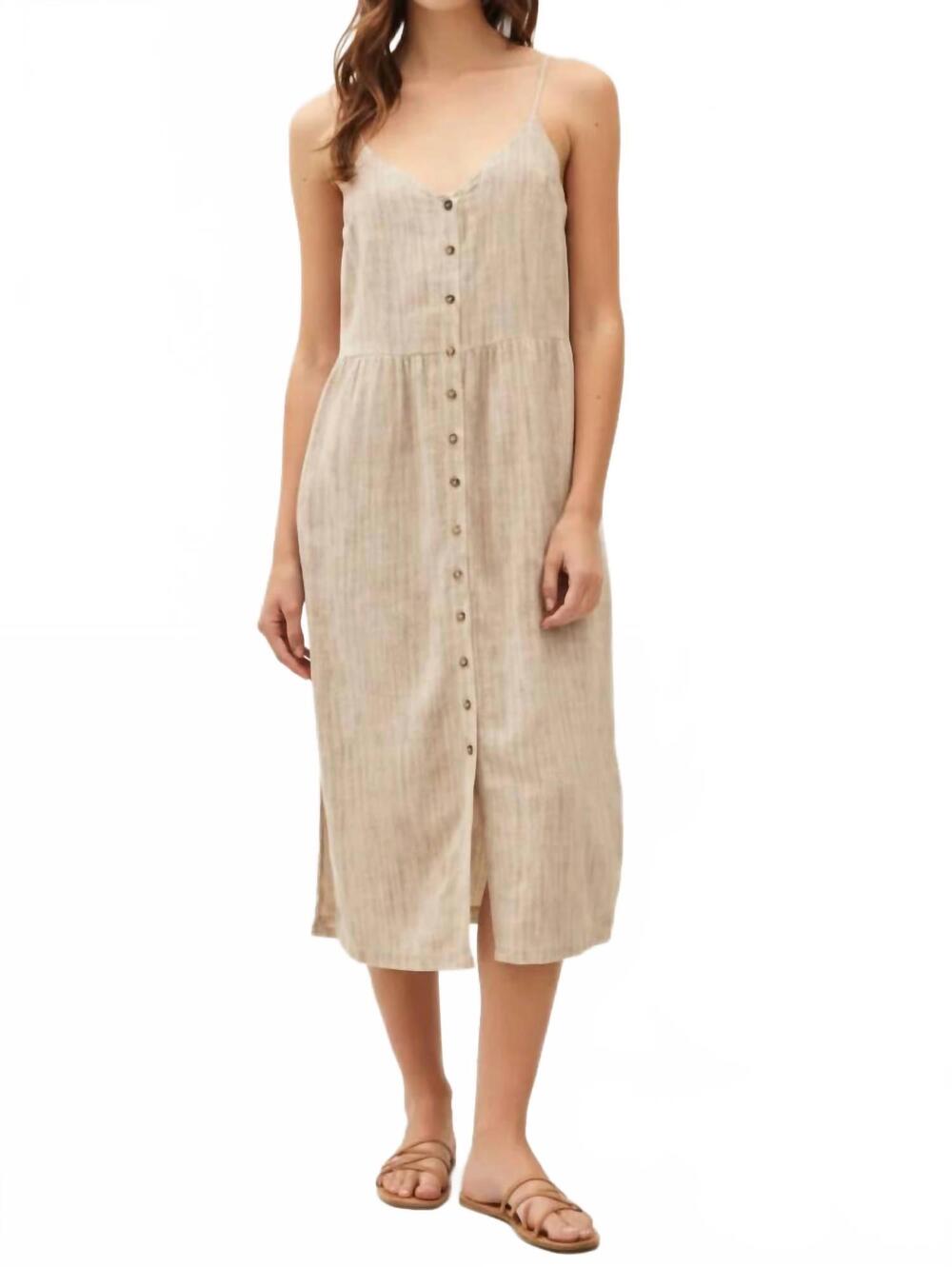 NEW BE COOL button up tank dress in striped linen